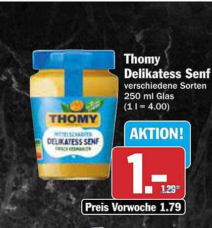 Thomy Delikatess Senf verschiedene Sorten 250 ml Glas