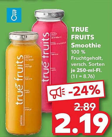 TRUE FRUITS Smoothie, 100 % Fruchtgehalt, verschiedene Sorten, je 250-ml-Fl.