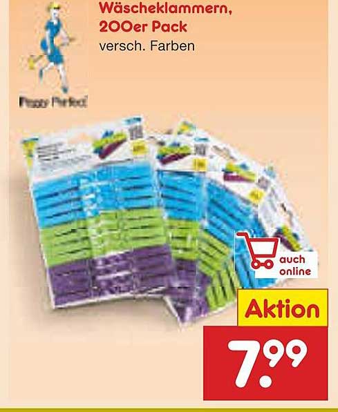 Wäscheklammern, 20er Pack, versch. Farben