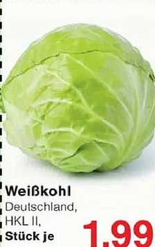 Weißkohl, Deutschland, HKL II, Stück je