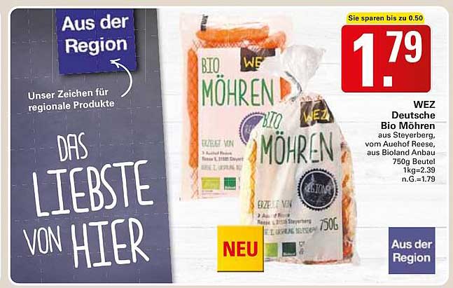 WEZ Deutsche Bio Möhren 750g – frisch und regional