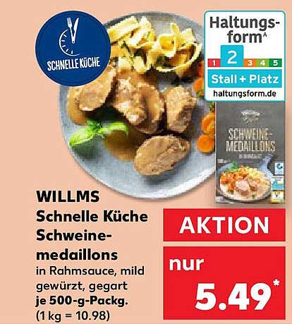 WILLMS Schnelle Küche Schweinemedaillons in Rahmsauce
