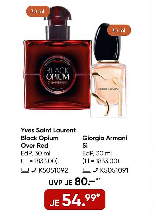 Yves Saint Laurent Black Opium Over Red & Giorgio Armani Si EdP 30 ml