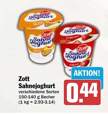 Zott Sahnejoghurt verschiedene Sorten 150-140 g Becher