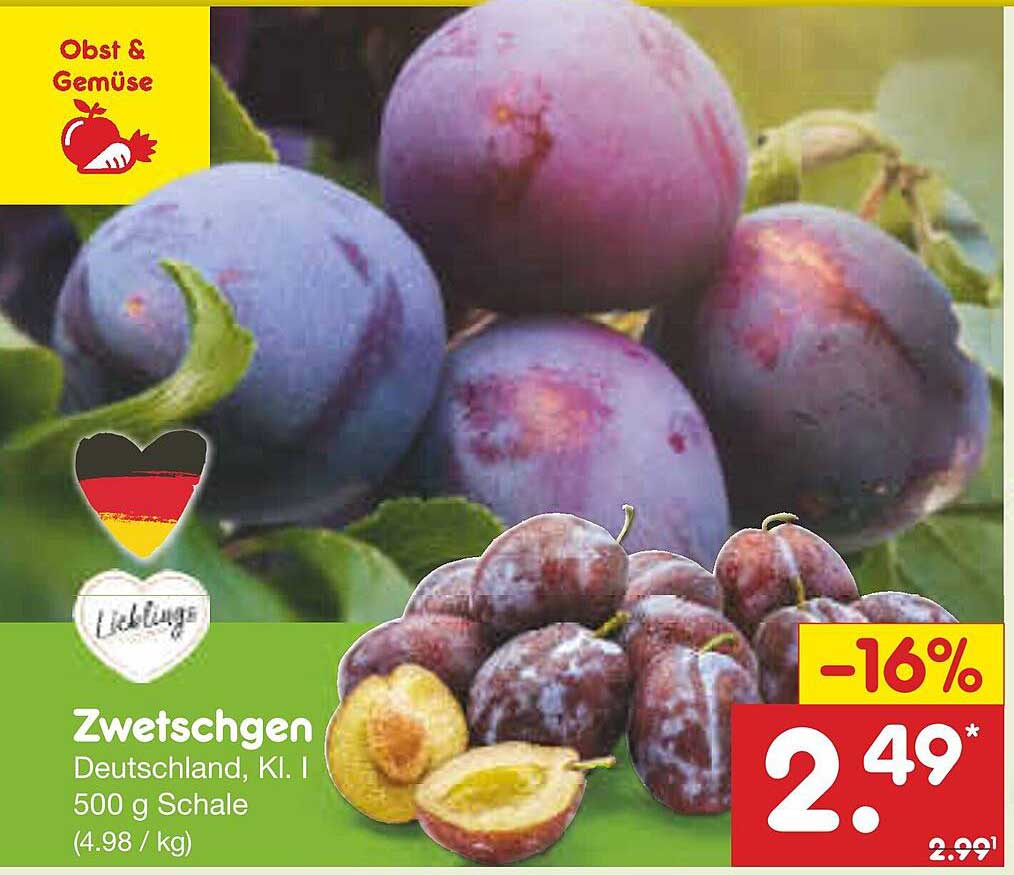 Zwetschgen Deutschland, Kl. I 500 g Schale