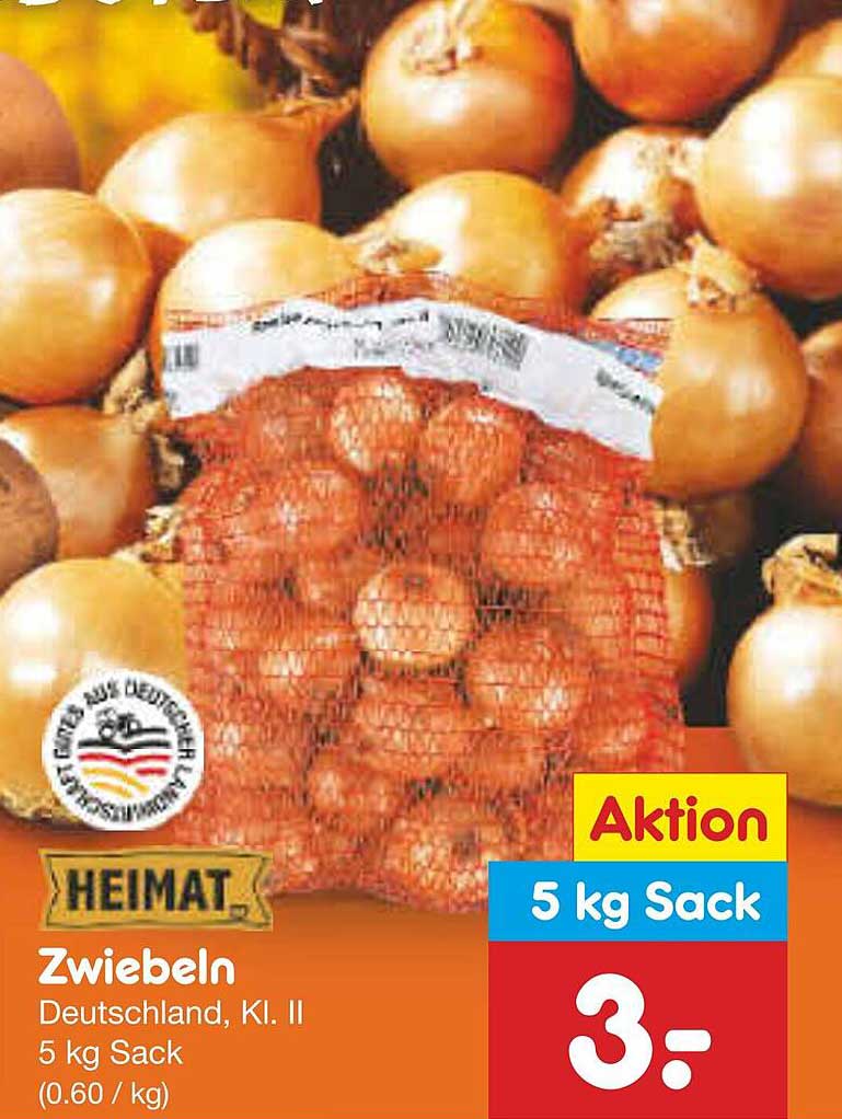 Zwiebeln Deutschland, Kl. II - 5 kg Sack