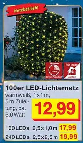 100er LED-Lichternetz warmweiß, 1 x 1 m