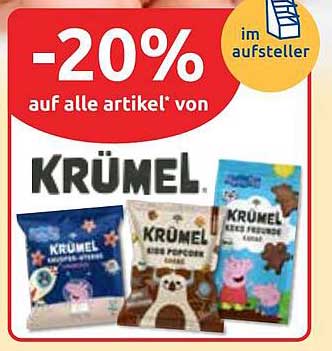 -20% auf alle Artikel von KRÜMEL
