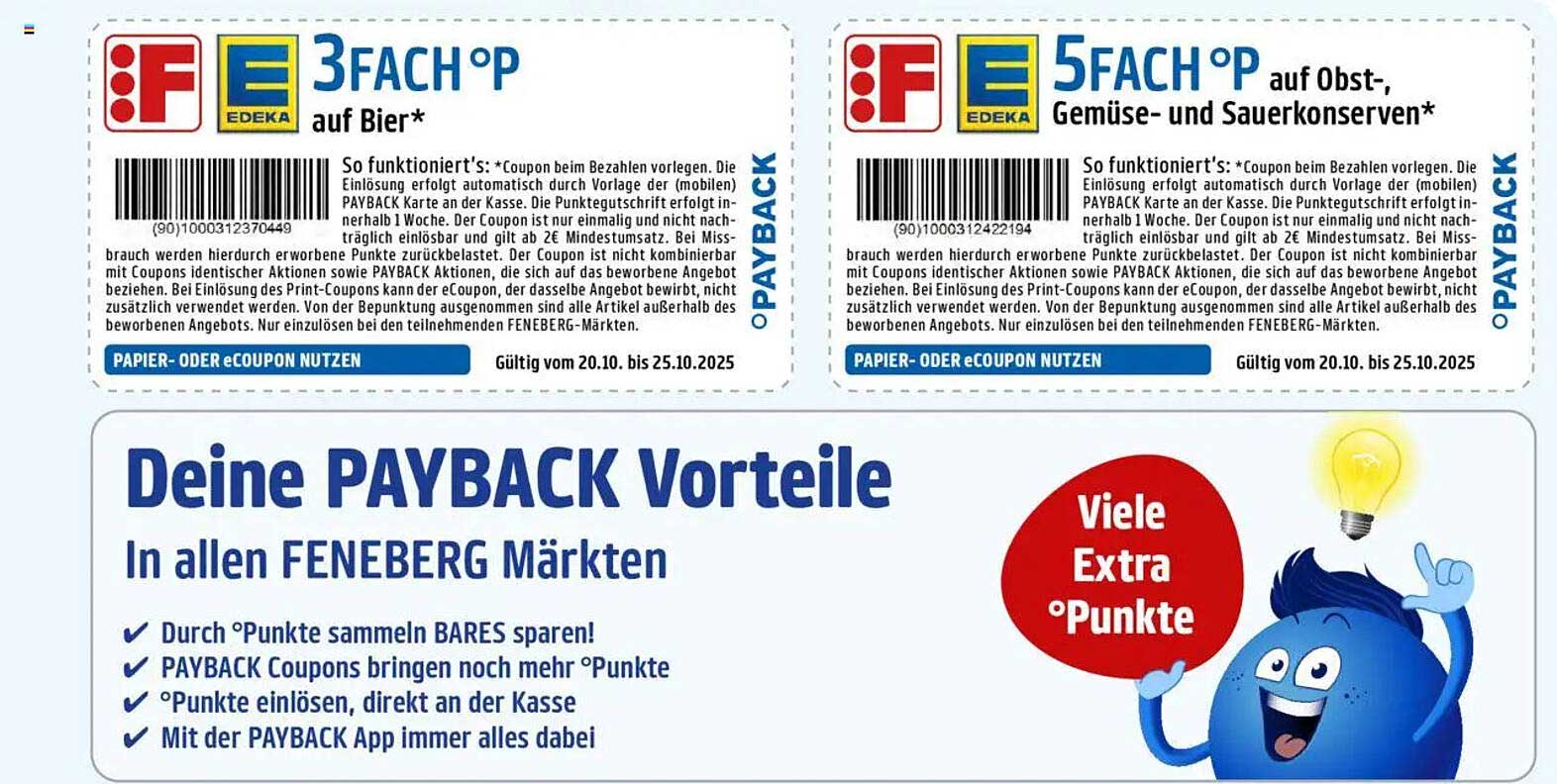 3-FACH°P auf Bier* und 5-FACH°P auf Obst-, Gemüse- und Sauerkonserven*