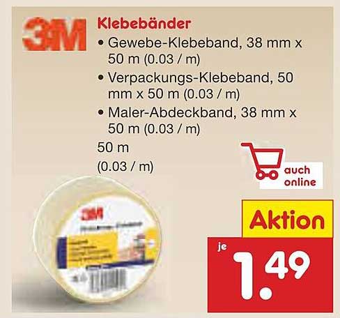 3M Klebebänder - Gewebe-Klebeband, Verpackungs-Klebeband, Maler-Abdeckband