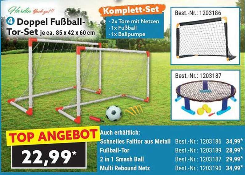 4 Doppel Fußball-Tor-Set je ca. 85 x 42 x 60 cm - Komplett-Set