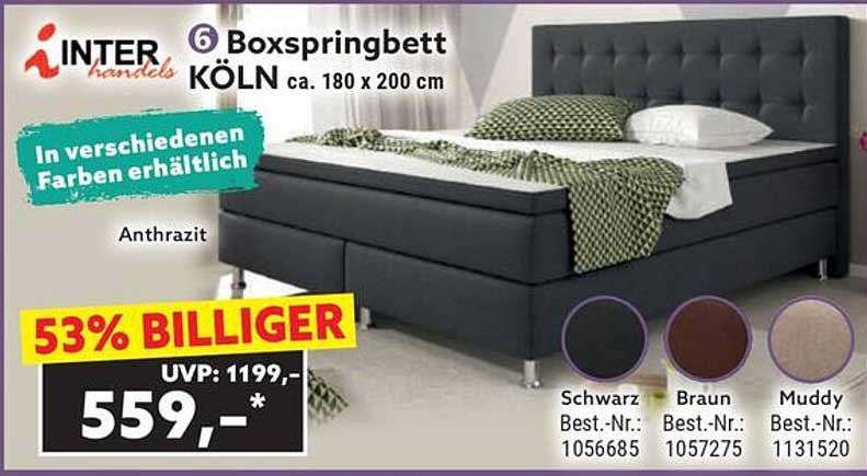 6 Boxspringbett KÖLN ca. 180 x 200 cm - 53% BILLIGER!