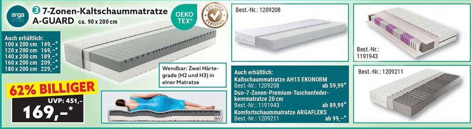 7-Zonen-Kaltschaummatratze A-GUARD ca. 90 x 200 cm