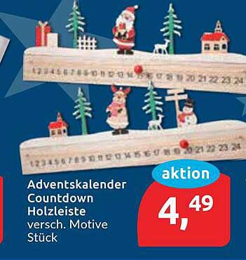 Adventskalender Countdown Holzleiste - verschiedene Motive
