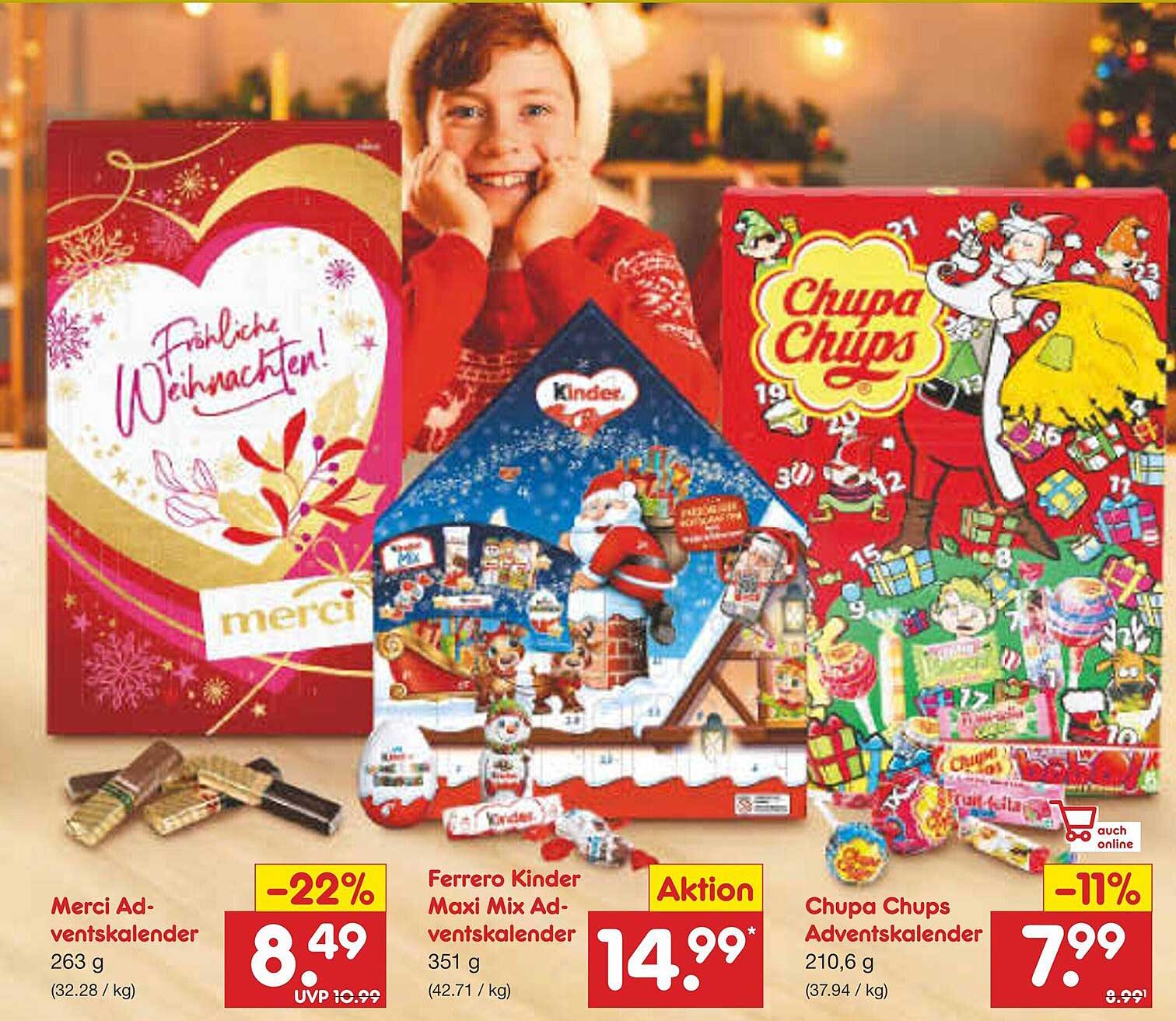 Adventskalender von Merci, Ferrero Kinder und Chupa Chups