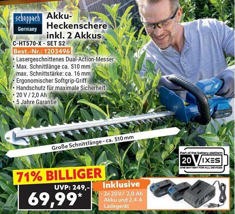 Akku-Heckenschere inkl. 2 Akkus
