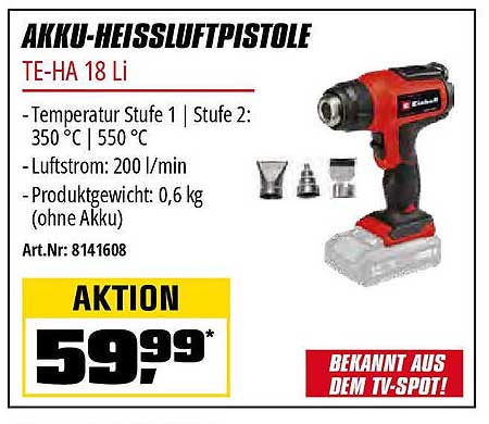 Akku-Heißluftpistole TE-HA 18 Li