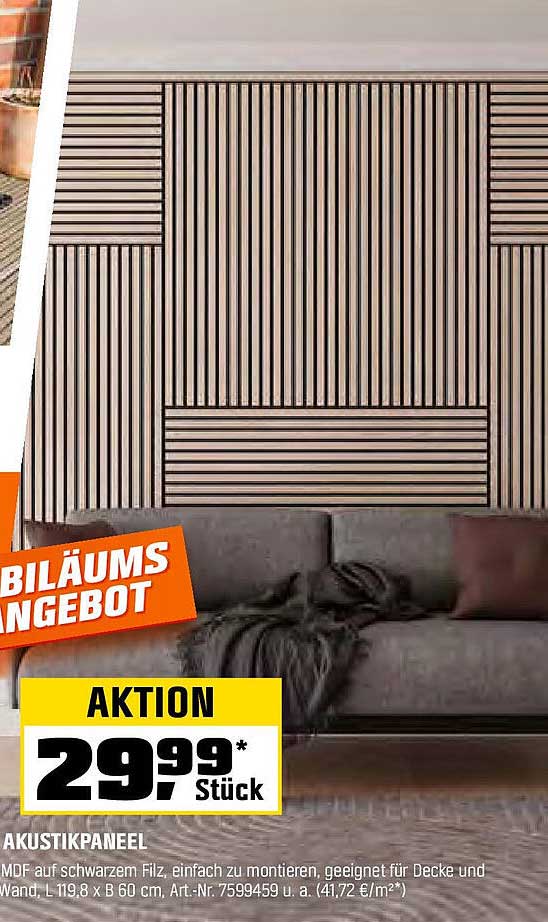 Akustikpaneel auf schwarzem Filz - Aktion