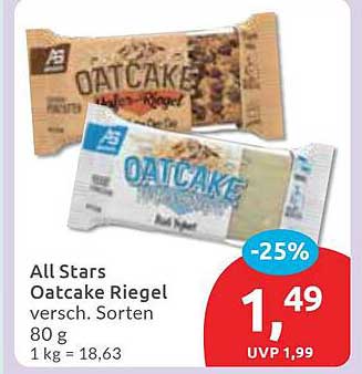 All Stars Oatcake Riegel - Verschiedene Sorten 80 g