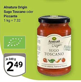 Alnatura Origin Sugo Toscano oder Piccante 340 g