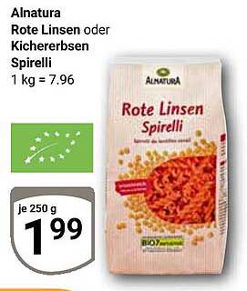 Alnatura Rote Linsen oder Kichererbsen Spirilli