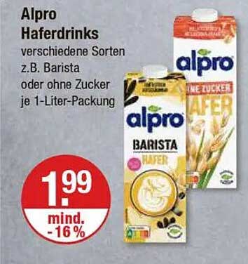 Alpro Haferdrinks 1-Liter-Packung, verschiedene Sorten, z.B. Barista oder ohne Zucker