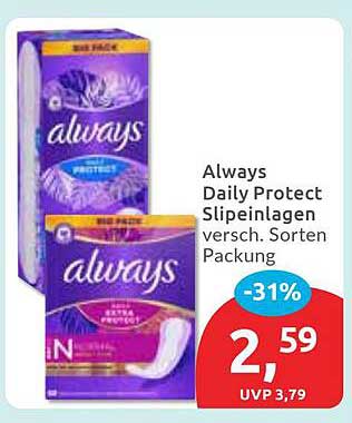 Always Daily Protect Slipeinlagen - verschiedene Sorten
