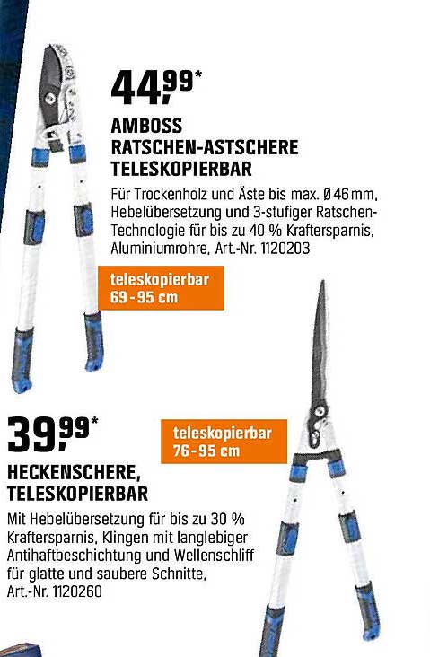 AMBOSS RATSCHEN-ASTSCHERE TELESCOPIERBAR
