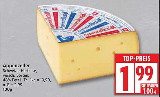 Appenzeller - Schweizer Hartkäse, verschiedene Sorten