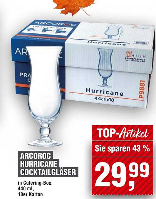 ARCOROC HURRICANE COCKTAILGLÄSER in Catering-Box, 440 ml, 18er Karton