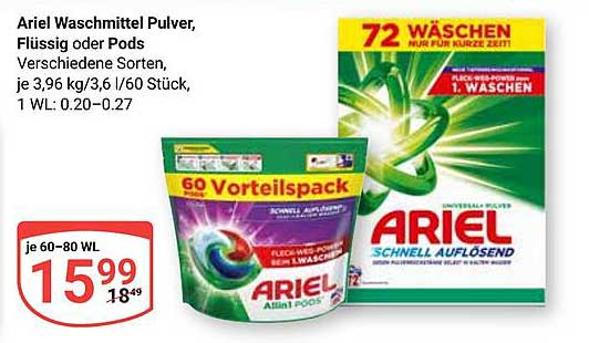 Ariel Waschmittel Pulver, Flüssig oder Pods - Verschiedene Sorten
