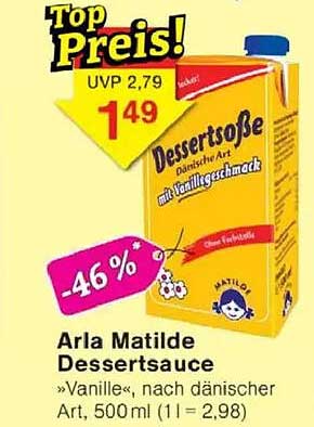 Arla Matilde Dessertsoße »Vanille«, nach dänischer Art, 500 ml