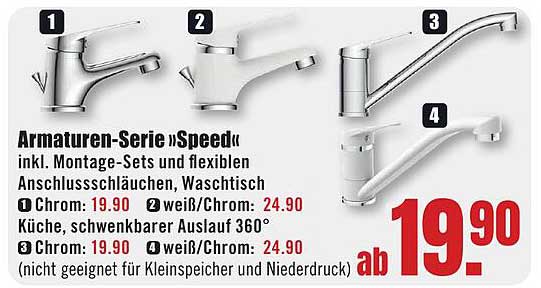 Armaturen-Serie »Speed« inkl. Montage-Sets und flexiblen Anschluss-Schläuchen