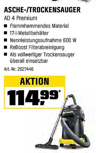 Asche-/Trockensauger AD 4 Premium