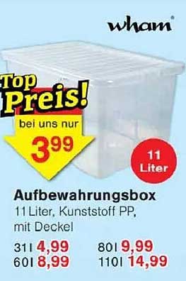 Aufbewahrungsbox 11 Liter, Kunststoff PP, mit Deckel