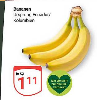 Bananen Ursprung Ecuador/Kolumbien