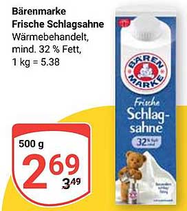 Bärenmarke Frische Schlagsahne 500 g