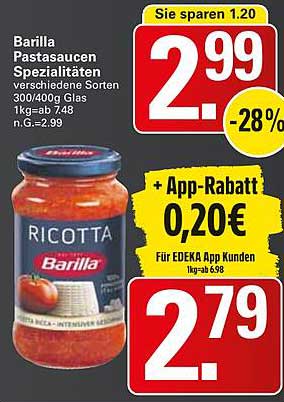 Barilla Pastasaucen Spezialitäten