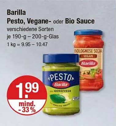 Barilla Pesto, Vegane- oder Bio Sauce 190-g-200-g-Glas