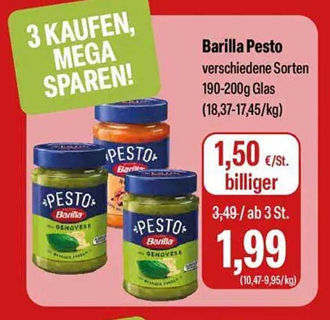 Barilla Pesto verschiedene Sorten 190-200g Glas