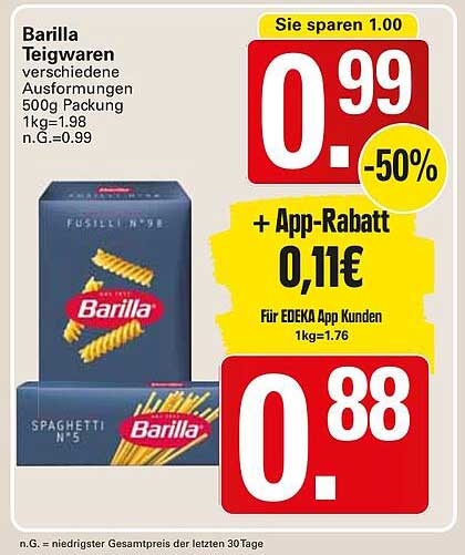 Barilla Teigwaren verschiedene Ausformungen 500g Packung