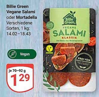 Billie Green Vegane Salami oder Mortadella - Verschiedene Sorten, 1 kg