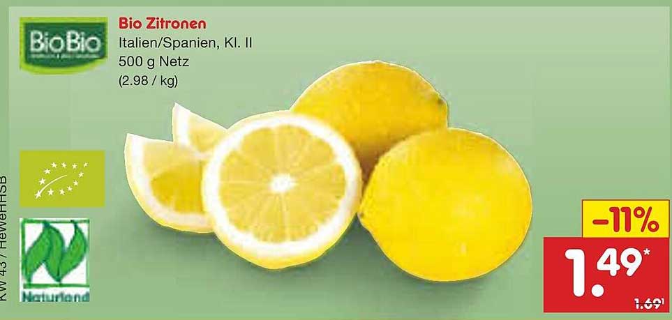 Bio Zitronen 500 g Netz - Italien/Spanien