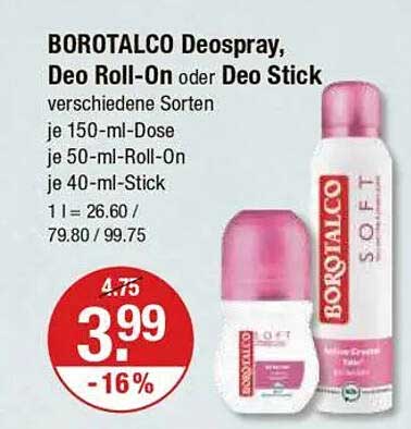 BOROTALCO Deospray, Deo Roll-On oder Deo Stick - verschiedene Sorten