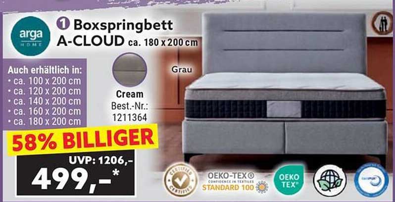 Boxspringbett A-CLOUD ca. 180 x 200 cm