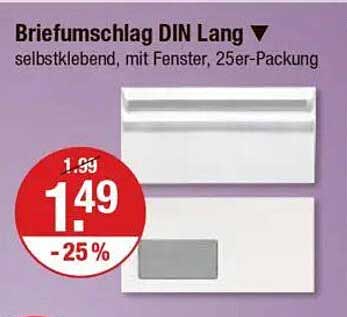 Briefumschlag DIN Lang, selbstklebend, mit Fenster, 25er-Packung