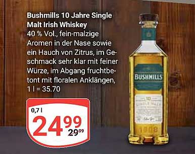 Bushmills 10 Jahre Single Malt Irish Whiskey