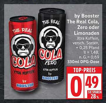 by Booster The Real Cola, Zero oder Limonade 330ml DPG-Dose