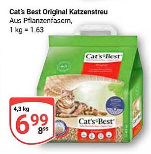 Cat's Best Original Katzenstreu aus Pflanzenfasern, 4,3 kg