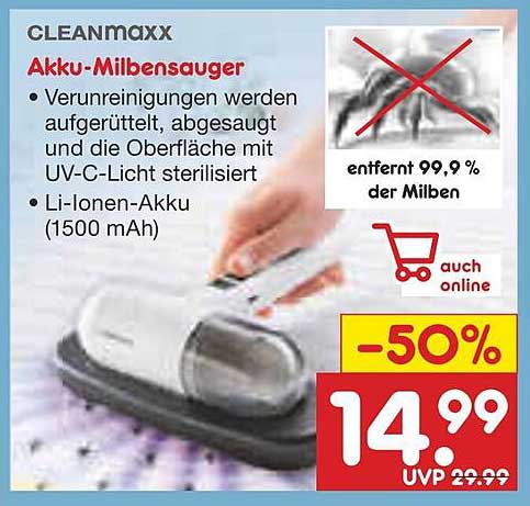 CLEANmaxx Akku-Milbensauger